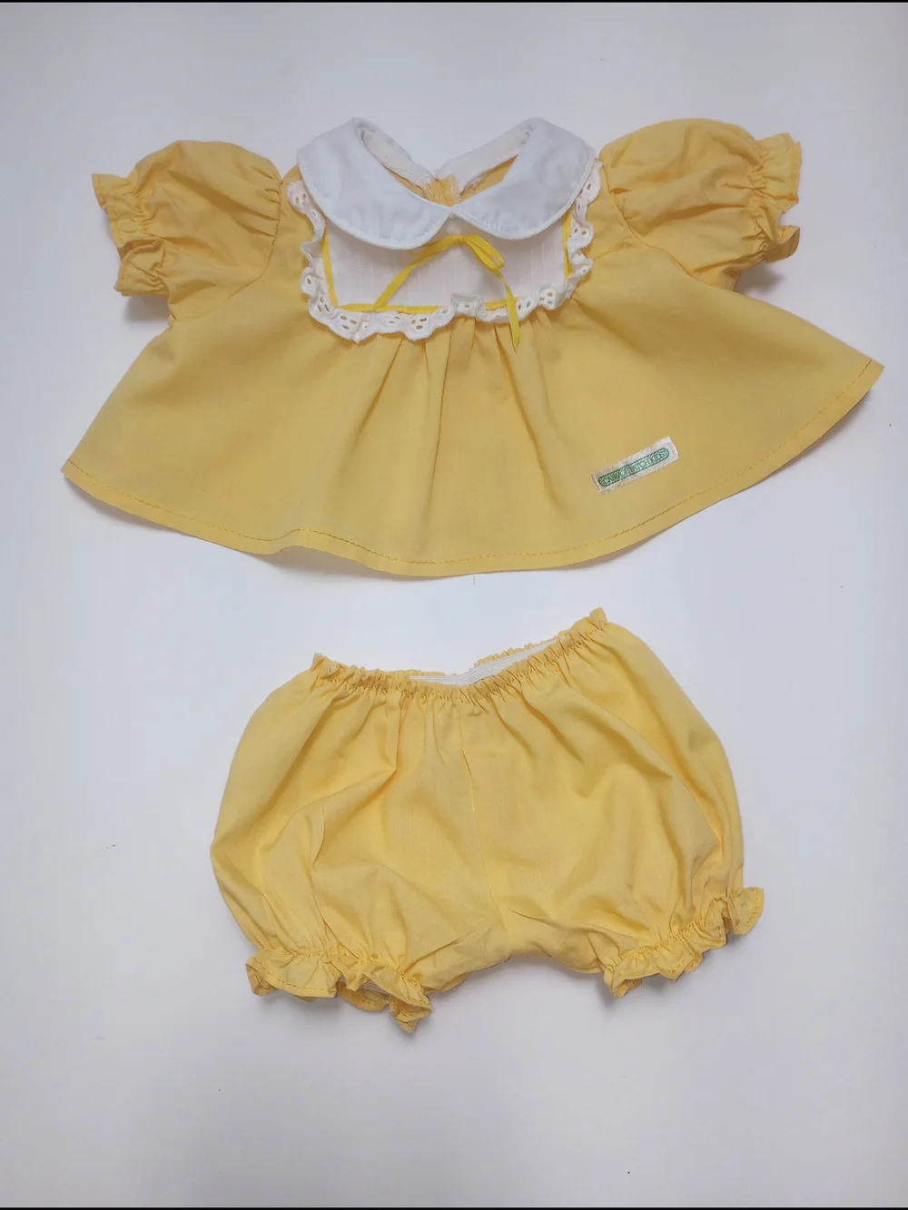 Cabbage Patch Kids Doll Clothes, Yoke Dress & Bloomers Golden Yellow 13H OK CPK